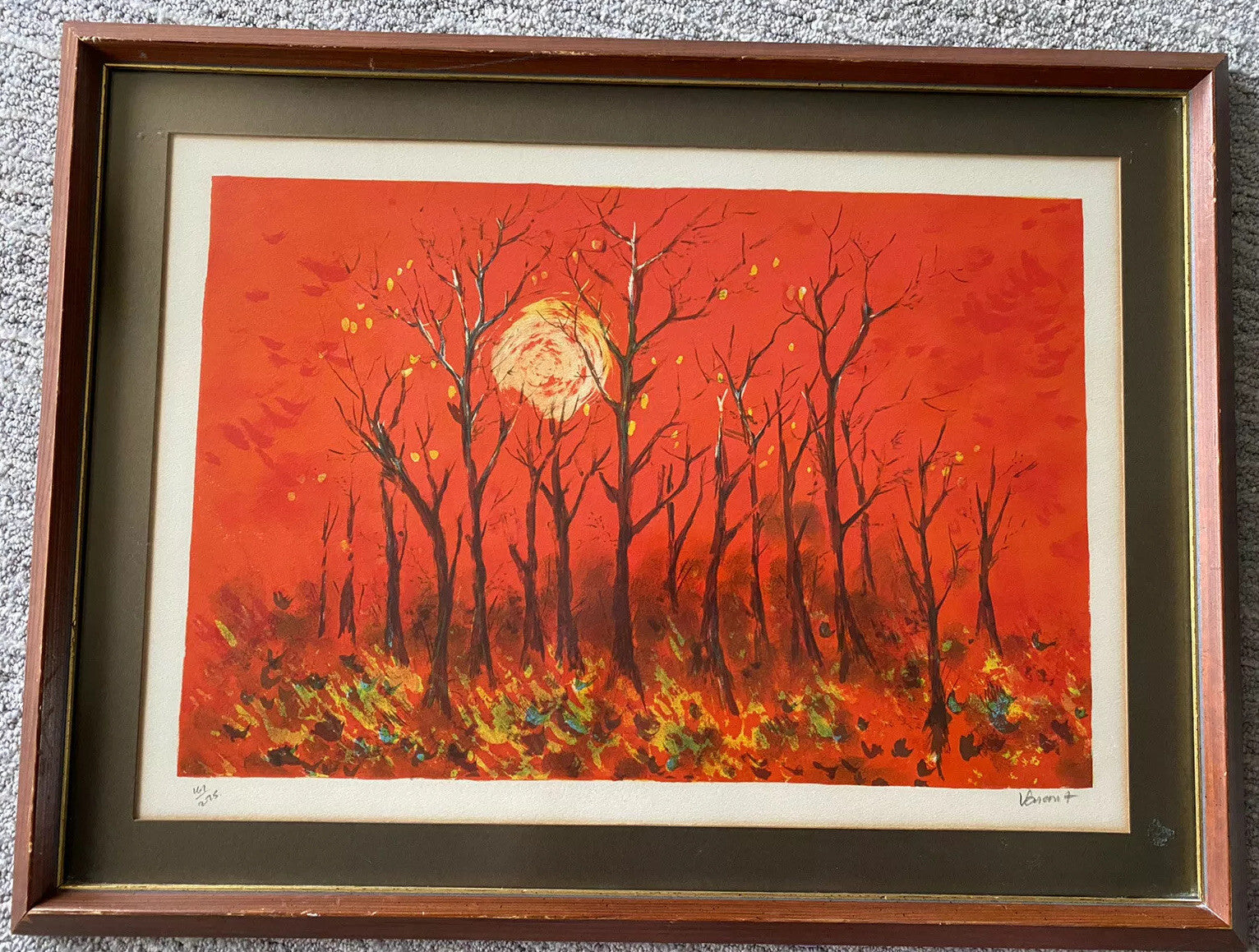 Modernist Lithograph VASANT CHINCHWADCAR India MCM 1960s Abstract Impressionism1