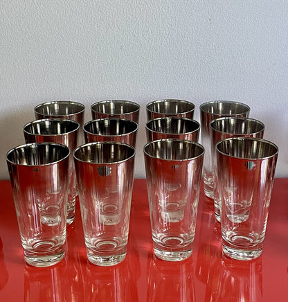 HUGE LOT Mercury Silver Fade Dorothy Thorpe Style Barware 43 Pieces 3 Sizes DECO2