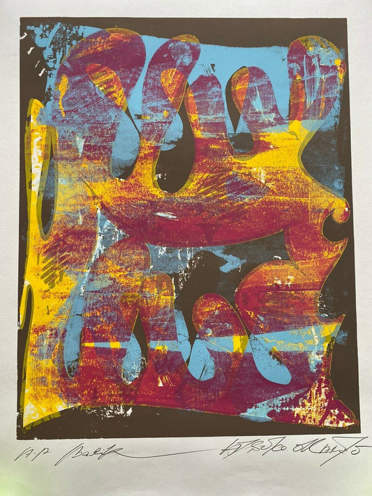 Modern ABSTRACT Serigraph Print Atsuko Okamoto Contemporary Bauhaus  21" x 31"