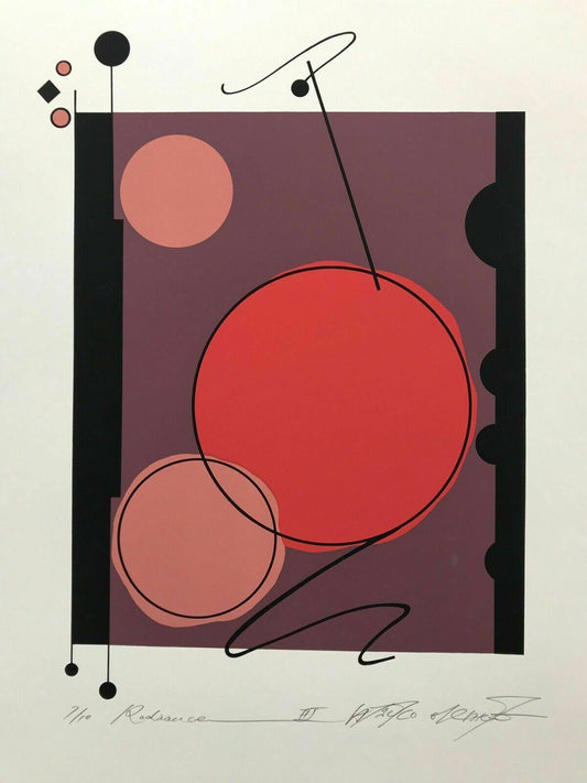 Modern ABSTRACT Serigraph Print Atsuko Okamoto Contemporary Bauhaus 21" x 30"