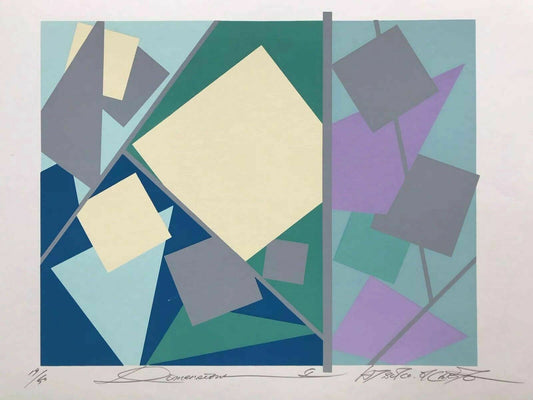 Modern ABSTRACT Serigraph Print Atsuko Okamoto Contemporary Bauhaus  31" x 21"