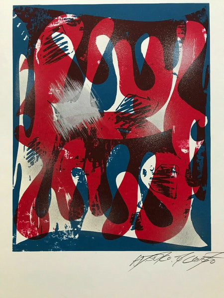 Modern ABSTRACT Serigraph Print Atsuko Okamoto Contemporary Pop Art  21" x 31"