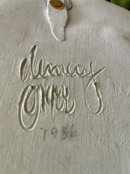 80s Sgrafitto Ceramic Studio Pottery 3D Wall Art Signed DEMERY Modernist Memphis