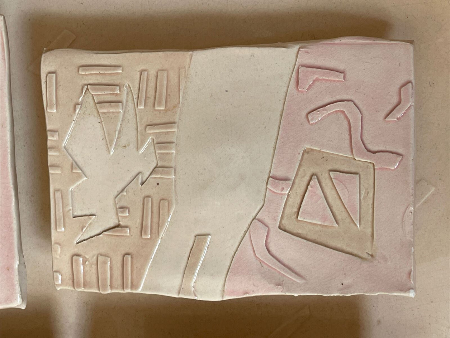 80s Sgrafitto Ceramic Studio Pottery 3D Wall Art Signed DEMERY Modernist Memphis