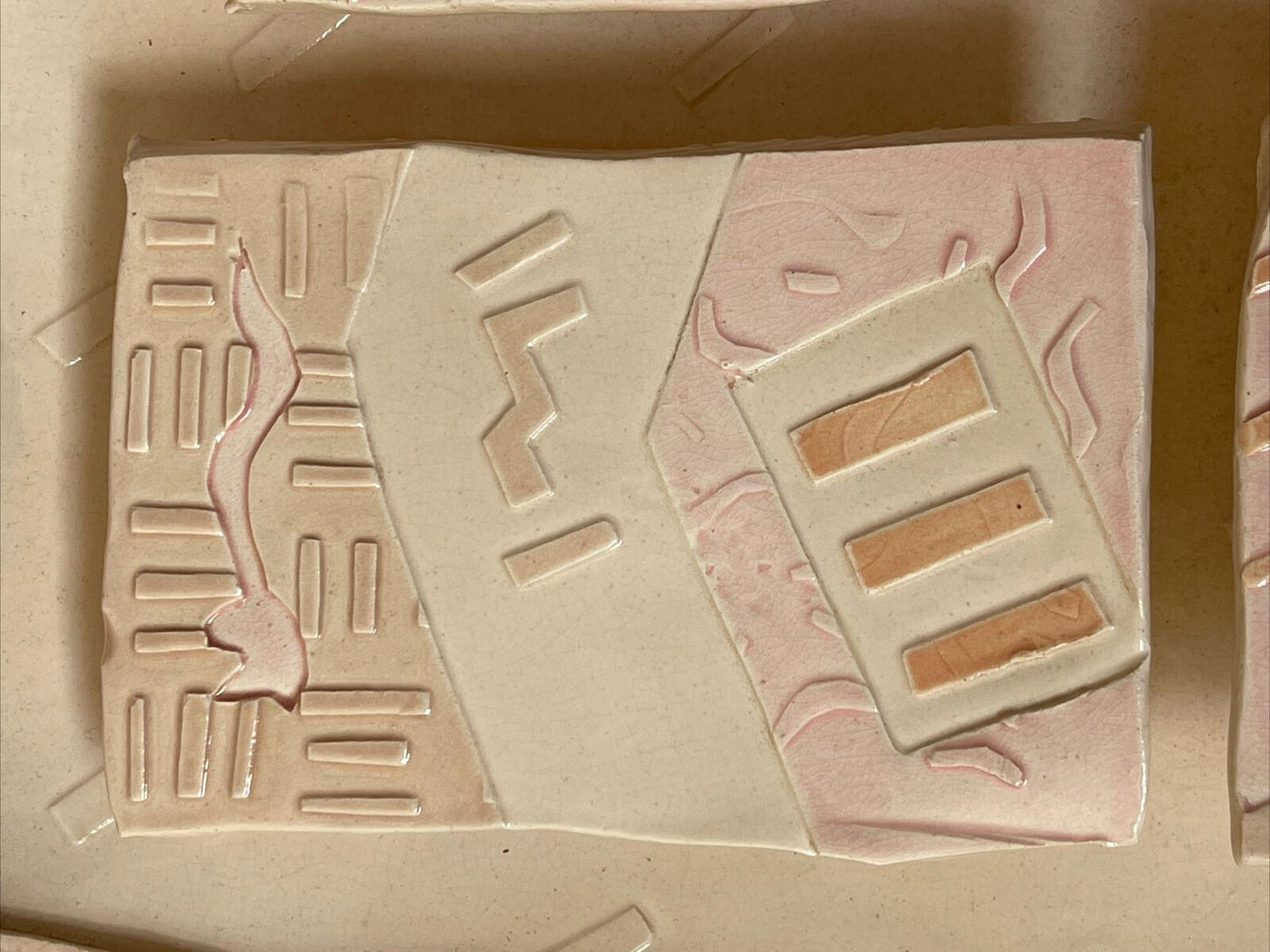 80s Sgrafitto Ceramic Studio Pottery 3D Wall Art Signed DEMERY Modernist Memphis