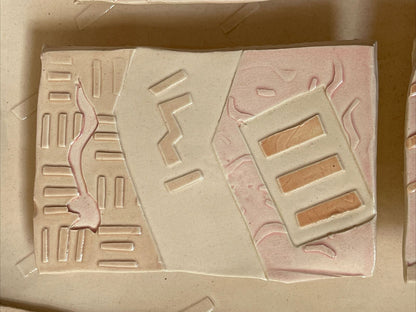 80s Sgrafitto Ceramic Studio Pottery 3D Wall Art Signed DEMERY Modernist Memphis