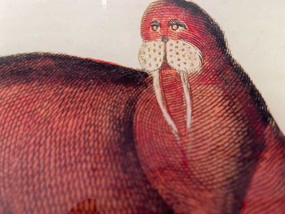 Kaas Glassworks NY Decoupage Trinket Tray Dish Walrus Handmade Signed 10” x 5”