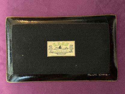 Kaas Glassworks NY Decoupage Trinket Tray Dish Walrus Handmade Signed 10” x 5”