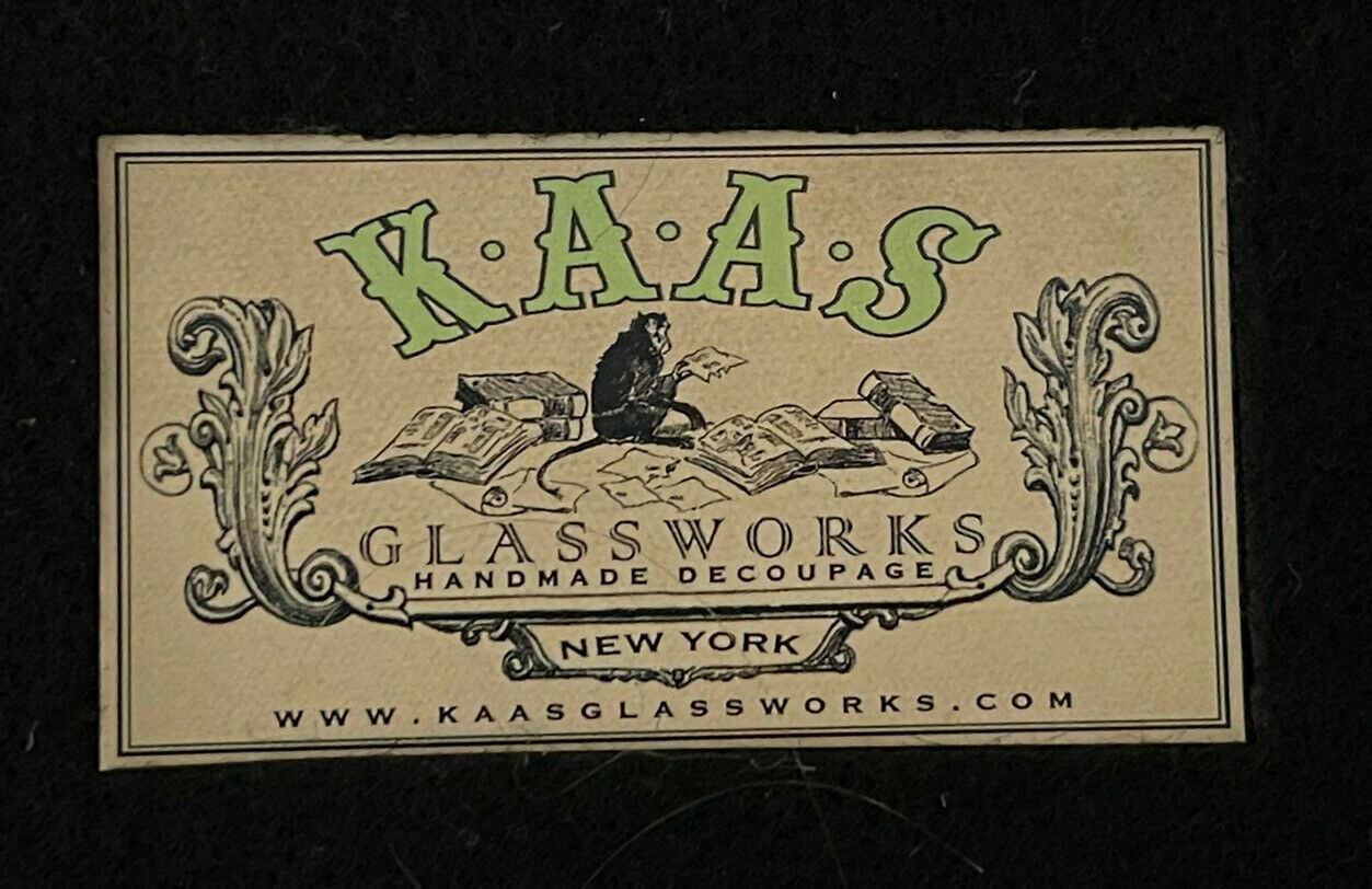 Kaas Glassworks NY Decoupage Trinket Tray Dish Walrus Handmade Signed 10” x 5”