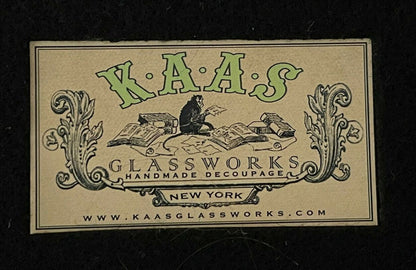 Kaas Glassworks NY Decoupage Trinket Tray Dish Walrus Handmade Signed 10” x 5”