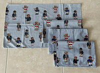 4 Ralph Lauren POLO BEAR Standard PILLOWCASES Blue Pinstripe VINTAGE USA EUC