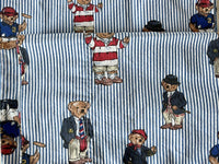4 Ralph Lauren POLO BEAR Standard PILLOWCASES Blue Pinstripe VINTAGE USA EUC