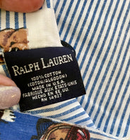 4 Ralph Lauren POLO BEAR Standard PILLOWCASES Blue Pinstripe VINTAGE USA EUC