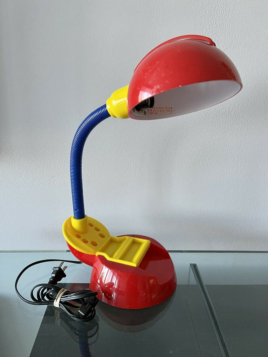 Vtg 80's Gooseneck Desk Lamp Primary Color Pen Holder Organizer Memphis Retro