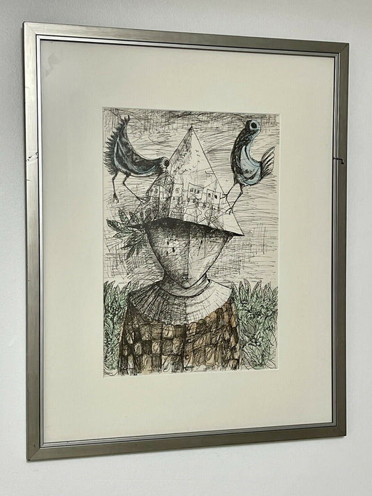 Yosl Bergner Hand Colored Lithograph Surrealism Baron Rothschild Portfolio 1970s