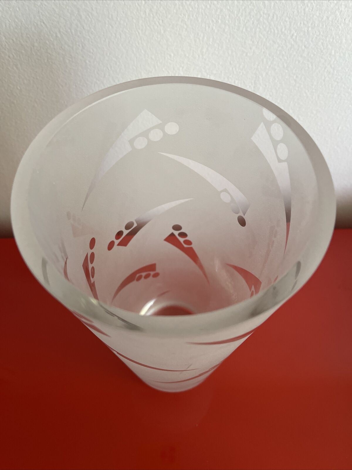 80s 90s Memphis Milano Geometric Etched Art Glass Vase Robert McCandless Pop Art