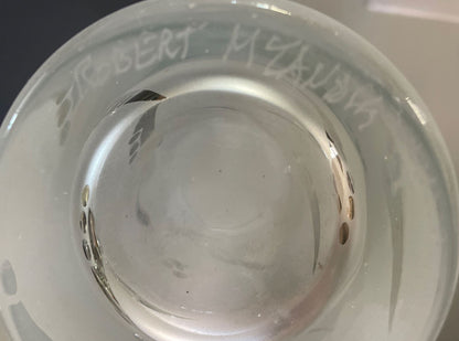 80s 90s Memphis Milano Geometric Etched Art Glass Vase Robert McCandless Pop Art