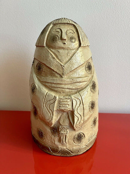 Vintage Burwood Products USA Composite Statue Figurine Modernist Kimono Girl MCM