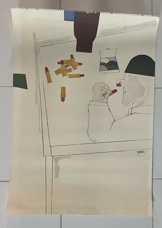 Emilio Tadini 1988 Lithographic Promotional Print Memphis Milano Pop Art 27 x 37