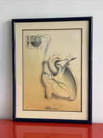 Anatomical Heart Pacemaker Retro Medical Poster F. Gendre Illustrator 80s 90s