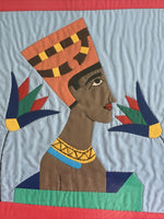 Vintage 70s 80s Quilted Fabric Trapunto Style Framed Art EGYPTIAN IN PROFILE 18”