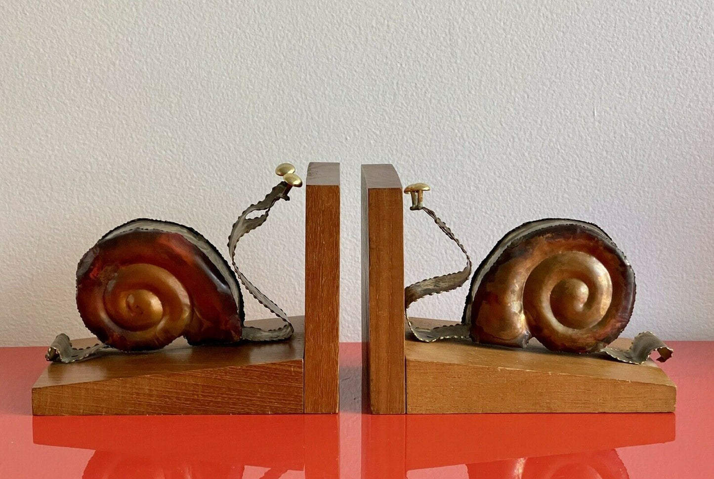 Vintage SNAIL MCM Mid Century Modern Jere Style Bookends Brutalist 60s 70s