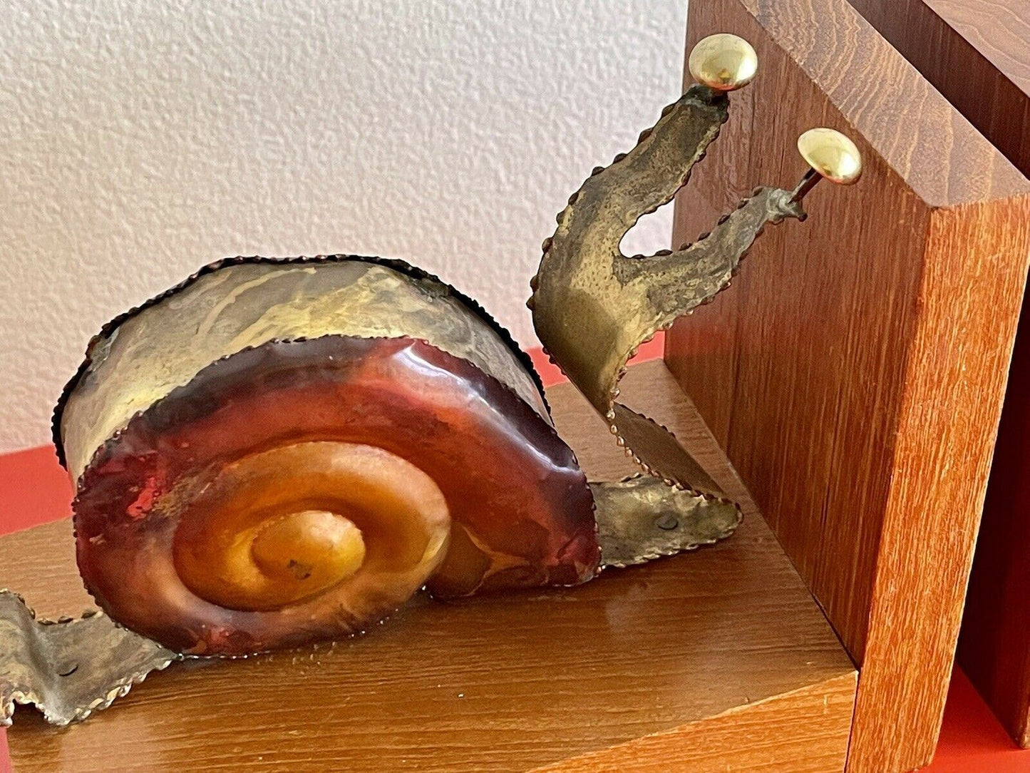 Vintage SNAIL MCM Mid Century Modern Jere Style Bookends Brutalist 60s 70s