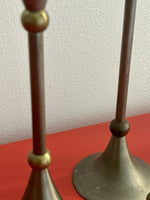 Vintage MCM Brass Candlestick Group Postmodern Memphis Milano Style 8” 10” 12”
