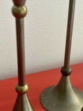 Vintage MCM Brass Candlestick Group Postmodern Memphis Milano Style 8” 10” 12”