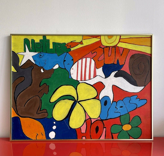 Retro Trippy 1960 1970s Painting POP ART Psychedelic Hippie Boho LOVE PEACE