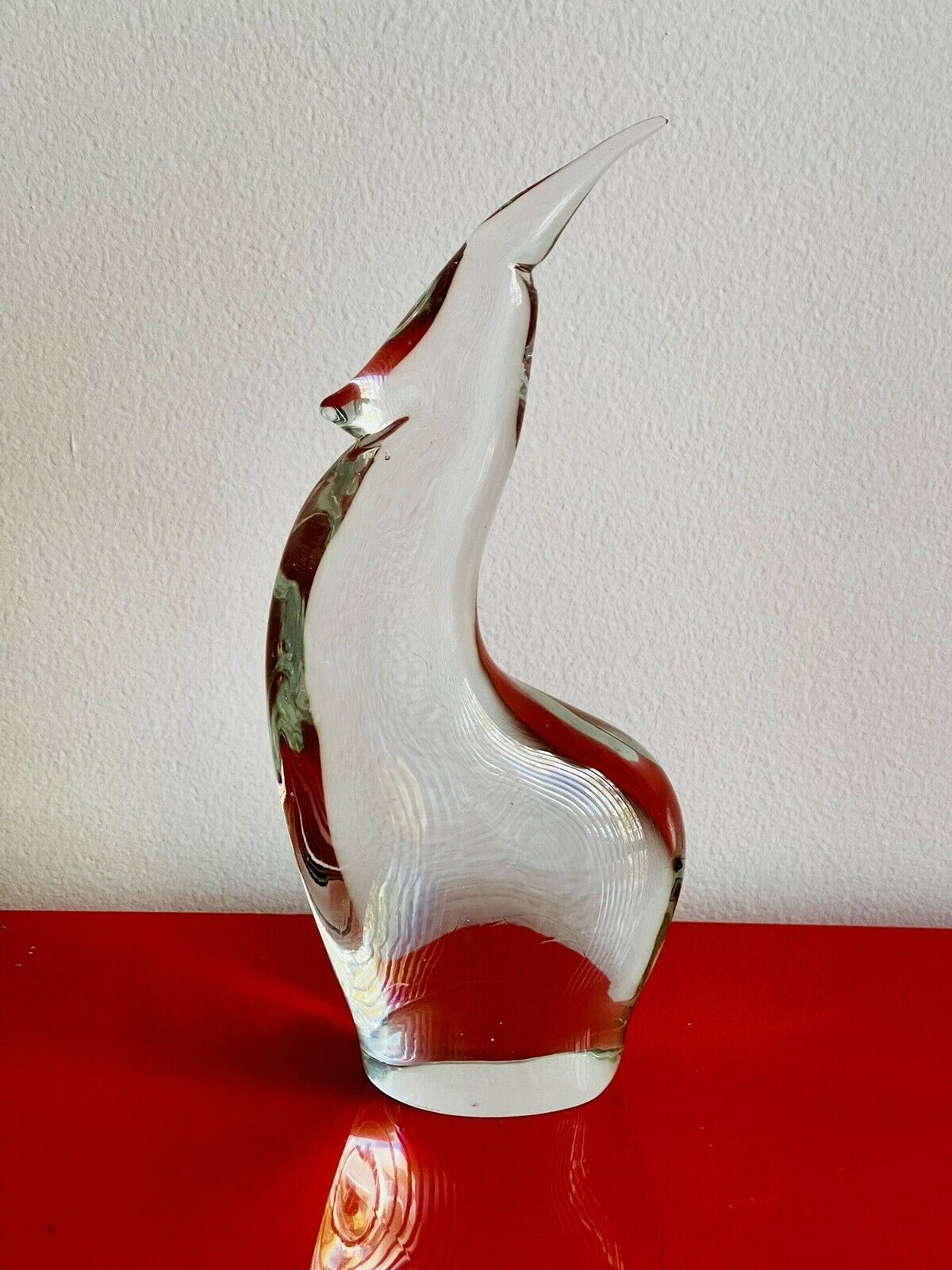 Modernist Crystal Gazelle Deco MCM Midcentury Art Glass 10.5” Tall EUC Heavy!