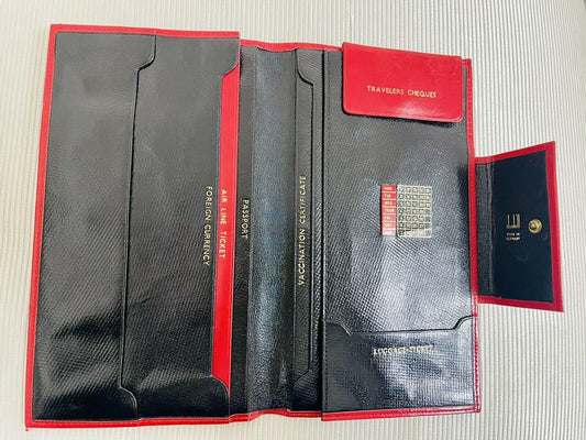 Vintage Dunhill Red Leather Bifold Travel Wallet 4.5” x 7.75” Germany