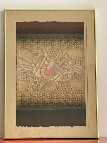 Paul Maxwell (1925-2015) Geometric Abstract Mixed Media Pochoir Print Op Art COA