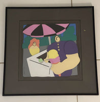 Pop Art Postmodernist Mixed Media Collage Signed Logan 167/975 Ice Cream Vendor