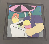 Pop Art Postmodernist Mixed Media Collage Signed Logan 167/975 Ice Cream Vendor