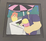 Pop Art Postmodernist Mixed Media Collage Signed Logan 167/975 Ice Cream Vendor