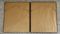T Muni Buddhist Ink & Gold PAIR Australian Artist Framed Mandala Goddess Dharma
