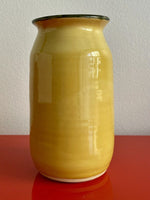 Mod Vintage MCM 1960s Hand Painted Picasso Style Art Pottery Ceramic Vase 6.5”