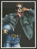 80s 90s Beefcake Fine Art Graphic Print Pop Art Tom Of Finland Style Motorcycle