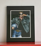 80s 90s Beefcake Fine Art Graphic Print Pop Art Tom Of Finland Style Motorcycle
