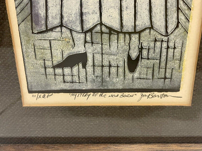 JM Barton MCM Woodblock Print Modernist “Mystery Of The Newborn” Signed AP 3/10