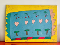 Colorful 80s 90s Memphis Milano Postmodern Pop Art Acrylic On Canvas 43” x 32”