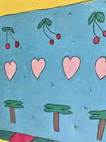 Colorful 80s 90s Memphis Milano Postmodern Pop Art Acrylic On Canvas 43” x 32”