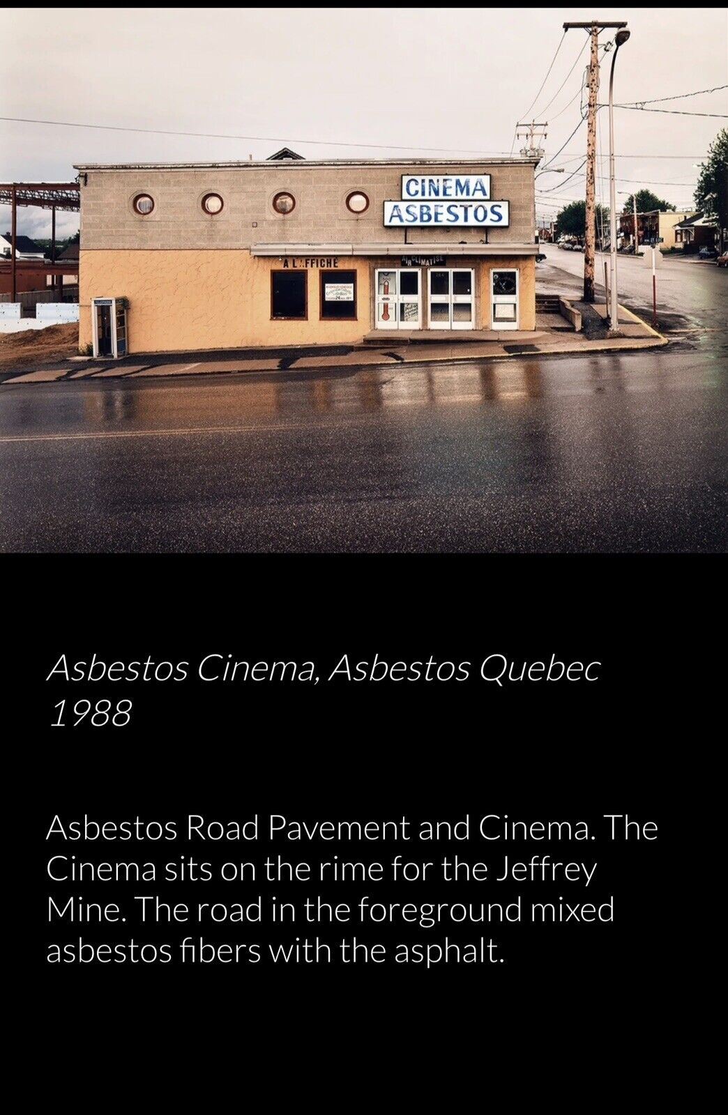 Bill Ravanesi Original Fine Art Photograph Cinema Asbestos Quebec 1988 Framed