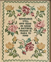 Vtg 70s Embroidery Needlepoint Sampler Art FAITHFUL FRIEND Floral Cottage Retro