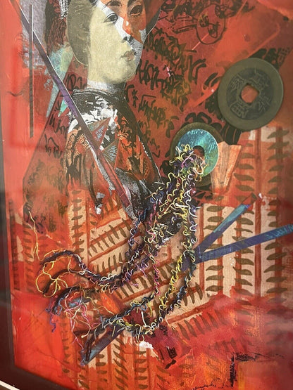 Orig Mixed Media Art “Eye Of The Tiger” Robin Moore Contemporary FL Artist OOAK