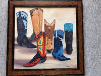 Painting COWBOY BOOTS Original Arizona Carnright Western 29 x 29