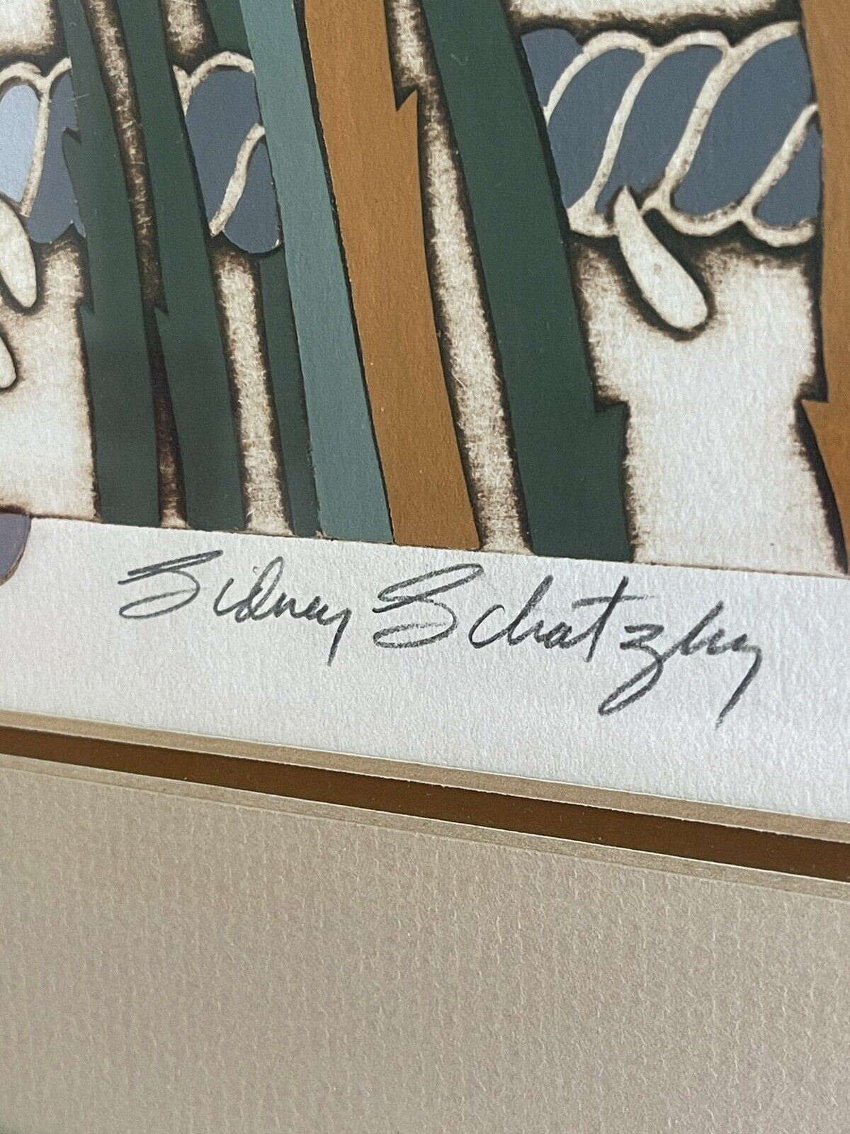 “Rain” 17/25 Sidney Schatzky Hand Colored Collagraph Limited Edition Art Framed
