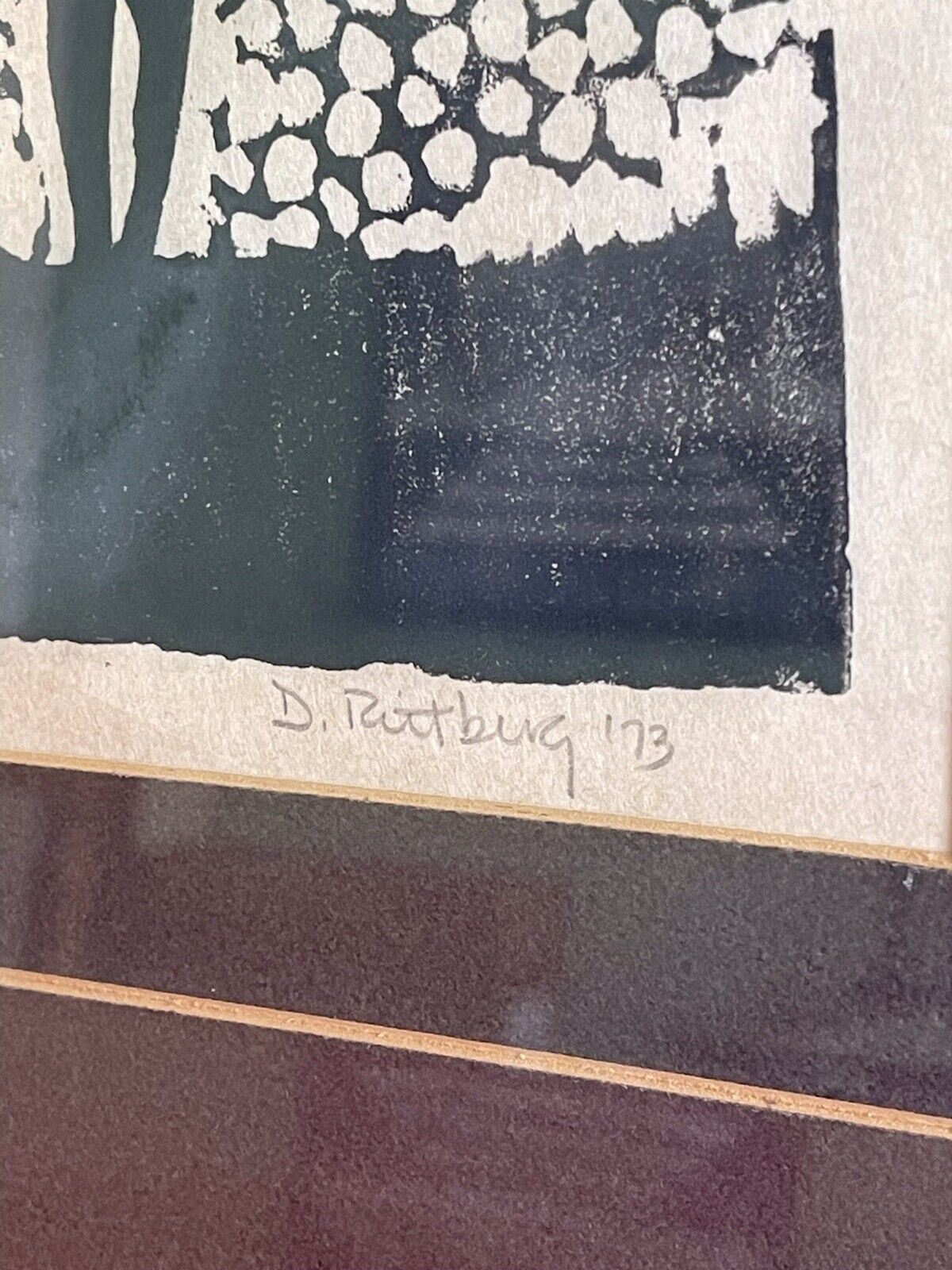 Modernist Urban 1973 Signed Retro Woodblock Print Etching Engraving Vintage