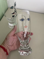 KOSTA BODA His & Hers Beer Beverage Decorated Glasses Vintage Retro 80s 90s MOD